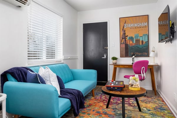 Living area and kitchen in a Birmingham rental home